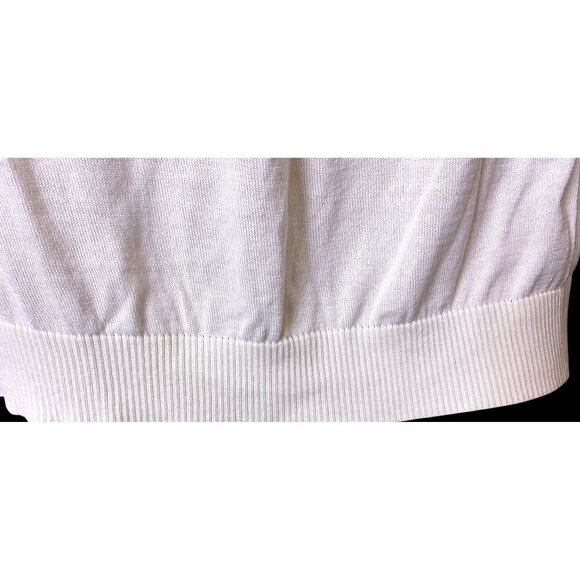 BCBG Crochet Large Silk Cotton Puffed Sleeve Pullover Ivory Cottagecore Size L - Picture 10 of 13